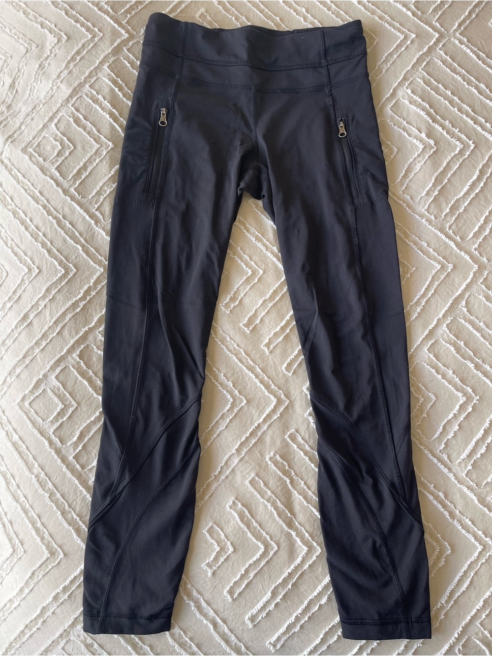Lululemon Women’s Black Athletic Leggings Size 4 Zip Pocket Yoga Running